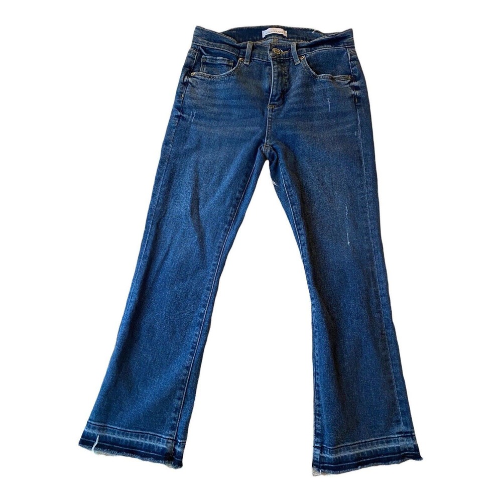LOFT Kick Flare Crop Jeans Women’s Size 26 US 2 High Rise Raw Hem Released